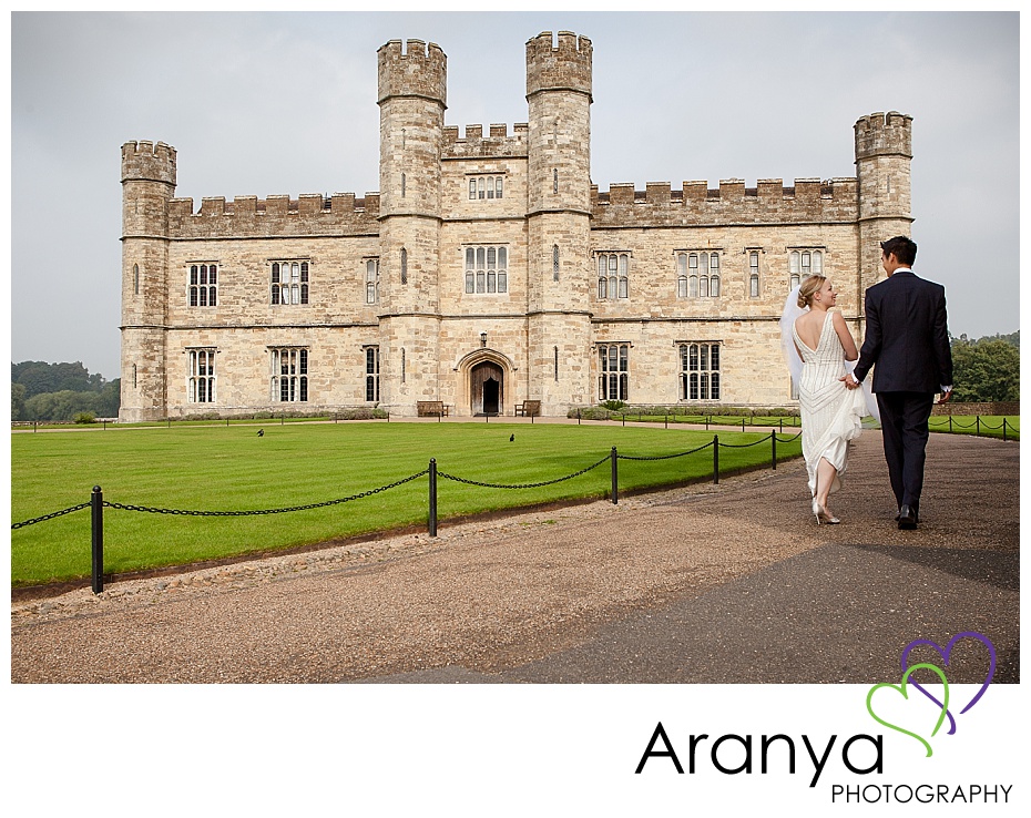 Bride and groom portraits at Leeds Castle